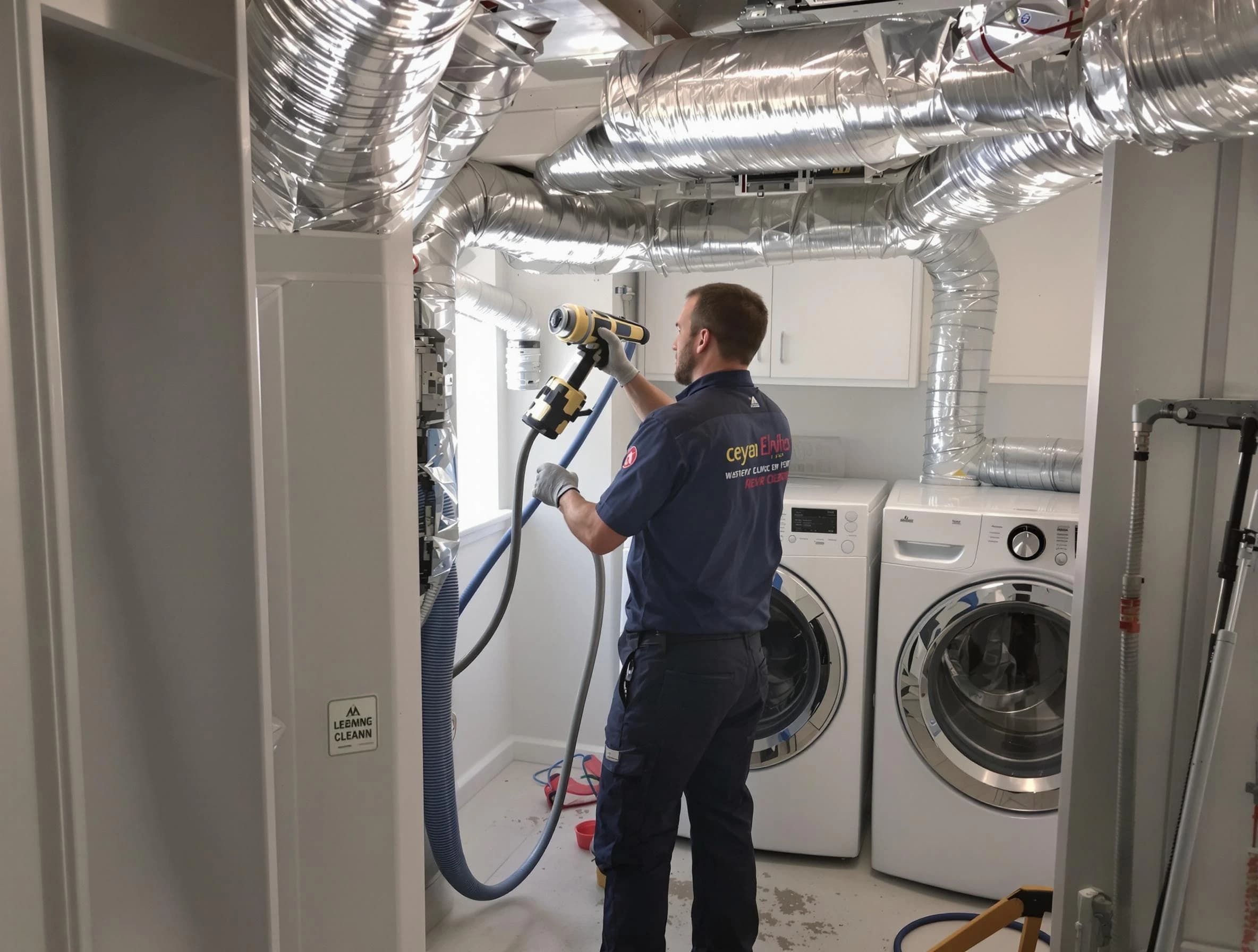 Ontario Dryer Vent Cleaning specialist using advanced equipment for thorough duct cleaning in Ontario